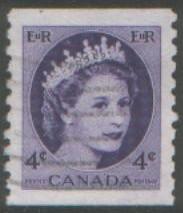 Canada 1954 4c coil stamp SG470 used