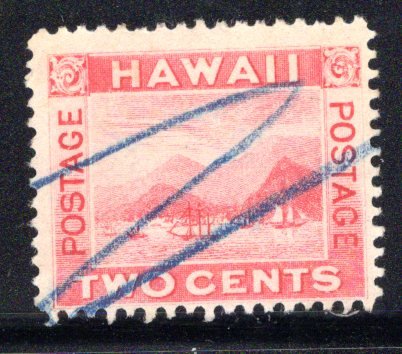 Hawaii #81, blue pencil (railroad?) cancel