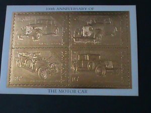 TANZANIA- CENTENARY OF MOTOCAR MNH-22K-GOLD REPLICA S/S VF SPECIAL LIMITED