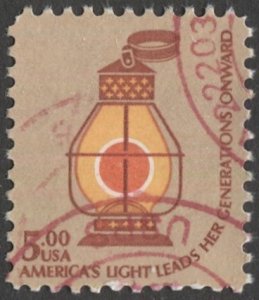 US  1978 Sc 1612  $5 Railroad Lantern, Used VF