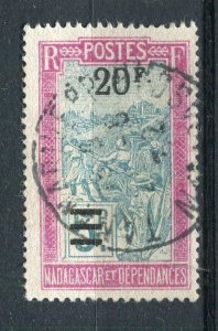 FRENCH COLONIES; MADAGASCAR early 1920s pictorial issue used 20F. POSTMARK