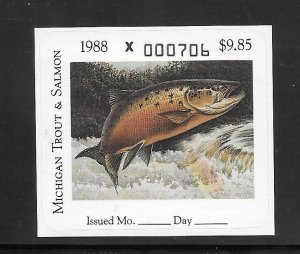 #1988 MNH Michigan Trout Stamp