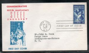 US #1090 Steel Industry FDC Cacheted addr E77
