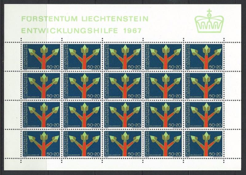 LIECHTENSTEIN - #B24 - GROWTH SYMBOL SEMI-POSTAL FULL SHEET (1967) MNH