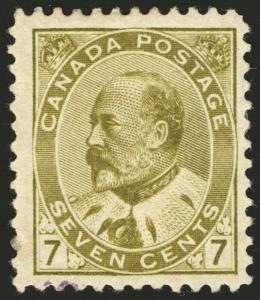 Canada #92 7c Olive Bistre 1903 King Edward VII  VF *MLH* CV $500