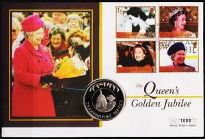 Tristan Da Cunha. 2002 FDC. Golden Jubilee(With 50p Coin). S.G.740/743 Fine Used