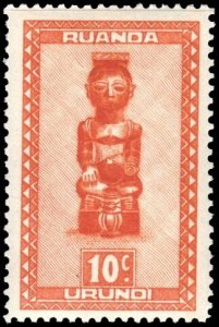 Ruanda-Urundi 90 - Mint-H - 10c Ndonha, Tribal King (1948)