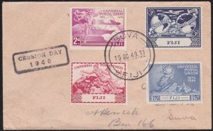 FIJI 1949 UPU set on FDC ex Suva - CESSION DAY handstamp...................A7776