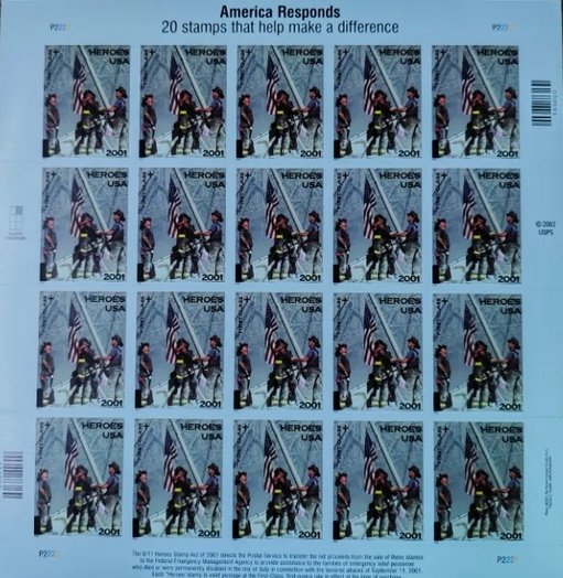 America Resonds  forever stamps  5 Sheets Of 100Pcs