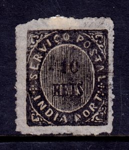 Portuguese India - Scott #34 - Used - Rnd. cnr. UL, paper adh./rev. - SCV $14