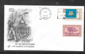 Just Fun Cover #1638 FDC MA. State Flag Artcraft Cachet. (A1468)