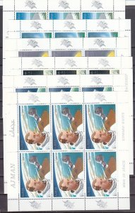 Ajman, Mi cat. 333-338 A. Apollo 7, Flight to the Moon sheets of 6. ^