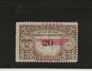 COLOMBIA Sc C236 LH issue of 1954 - INVERTED OVERPRINT