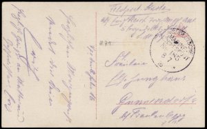 Germany WWI Navy Torpedoboat V71 MSP185 Feldpost Cover G75748