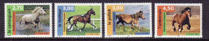 D3-France-Sc#2672-5-unused NH set-Horses-Animals-1998-