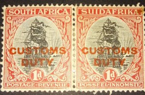 South Africa Revenue : Pair Customs Duty 1d (1926)