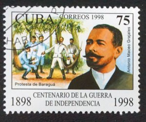 Cuba Sc# 3981  WAR FOR INDEPENDENCE  75c  ANTONIO MACEO  1998   used / cto