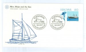 Faroe Islands 26 1977 U/A Fleetwood cachet, fishing vessel, ship, map