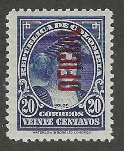 Colombia O13 Mint  21 SC: $1.60