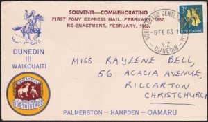 NEW ZEALAND 1963 Pony Express commem cover - ..............................B5402