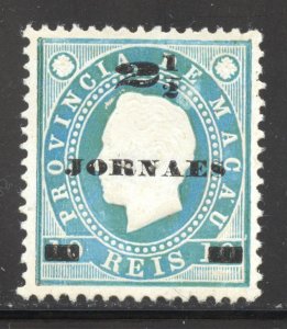 Macao Scott P3 MNHNGAI - 1893 Newspaper Stamp, Perf 12.5 - SCV $8.00