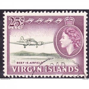 BRITISH VIRGIN ISLANDS 1964 QEII 25c Green & Purple SG188 FU