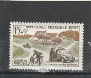 France  Scott#  B320  MH  (1958 Motorized Mail Distribution)