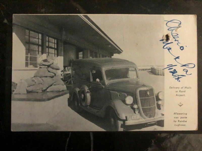 1935 Johannesburg South Africa RPPC Postcard Cover to Durban Mail Delivery Car