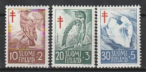 1956 Finland - Sc  B135-B137 - MNH VF - 3 single - Birds