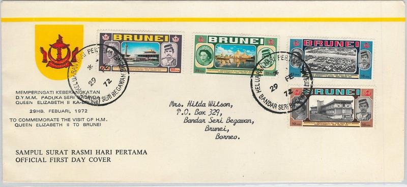 61263  - BRUNEI - POSTAL HISTORY - FDC COVER   SG #  192/95 1972 - ROYALTY