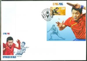 NIGER 2013  CHINESE PING PONG PLAYERS SOUVENIR SHEET FIRST DAY COVER