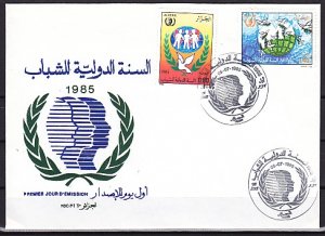 Algeria, Scott cat. 786-787. International Youth Year issue. First day cover. ^