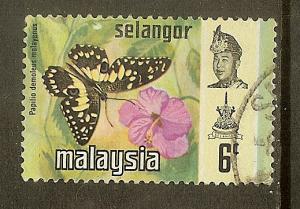 Malaysia-Selangor, Scott #131, 6c Butterfly, Used