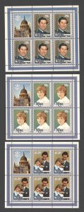 1981 Niue - Scott 340-342 MiniSheets, 342a S/S - Charles & Princess Diana