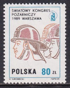 Poland 1989 Sc 2916 World Fire Fighting Congress Warsaw Stamp MNH