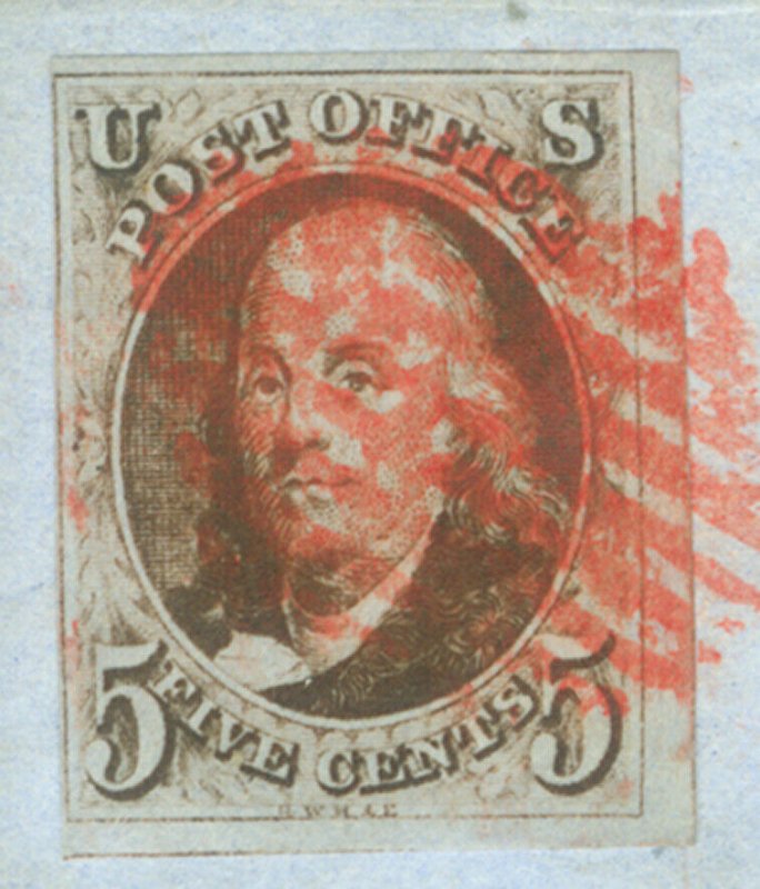 US 1847 Franklin  5c  dark brown  #1a  on small neat New York JAN. 11th cover