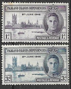 Falkland  Dependencies # 1L9-1L10  WW-II Peace  (2)  Unused