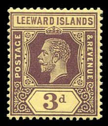 Leeward Islands #58 Cat$95, 1913 3p violet, lightly hinged