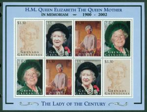 GRENADA GRENADINES SG # 1980ab QUEEN MOTHER, 2002, MINT, OG, NH, GREAT PRICE!