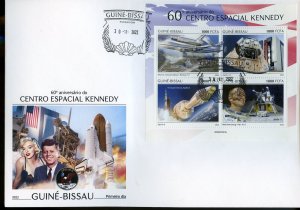 GUINEA BISSAU 2022 60th ANNIVERSARY THE KENNEDY SPACE CENTER SHEET FDC