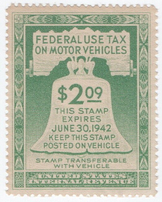 (I.B) US Revenue : Motor Vehicle Tax $2.09 (1942)