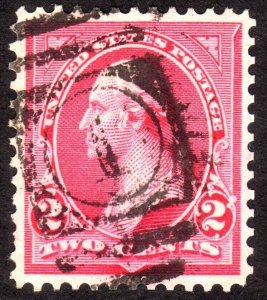 1895, US 2c, Washington, Used, Sc 267, Well centered