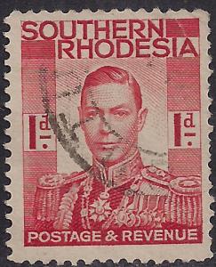 Southern Rhodesia 1937 KGV1 1d Scarlet SG 41 ( J1167 )