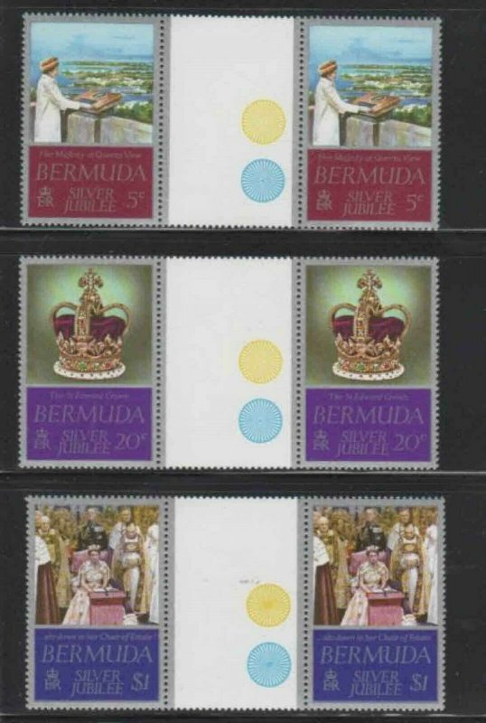 BERMUDA #347-349 19977 REIHN OF QEII 25TH ANNIV. MINT VF NH O.G bb GUTTER