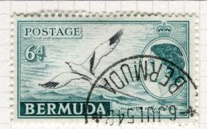 BERMUDA;  1953 early QEII issue fine used 6d. value