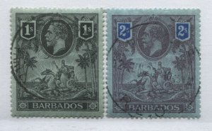 Barbados KGV 1912 high values 1/ and 2/ used