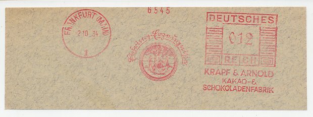 Meter cut Deutsches Reich / Germany 1934 Chocolate - Cocoa