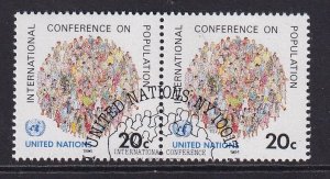 United Nations  New York  #417 cancelled 1984 population conference 20c  pair