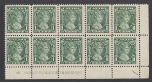 Canada #211 Mint Plate Block of 10