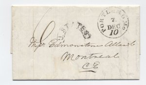 1853 Portland ME to Montreal canada crossborder stampless letter [h.7181]